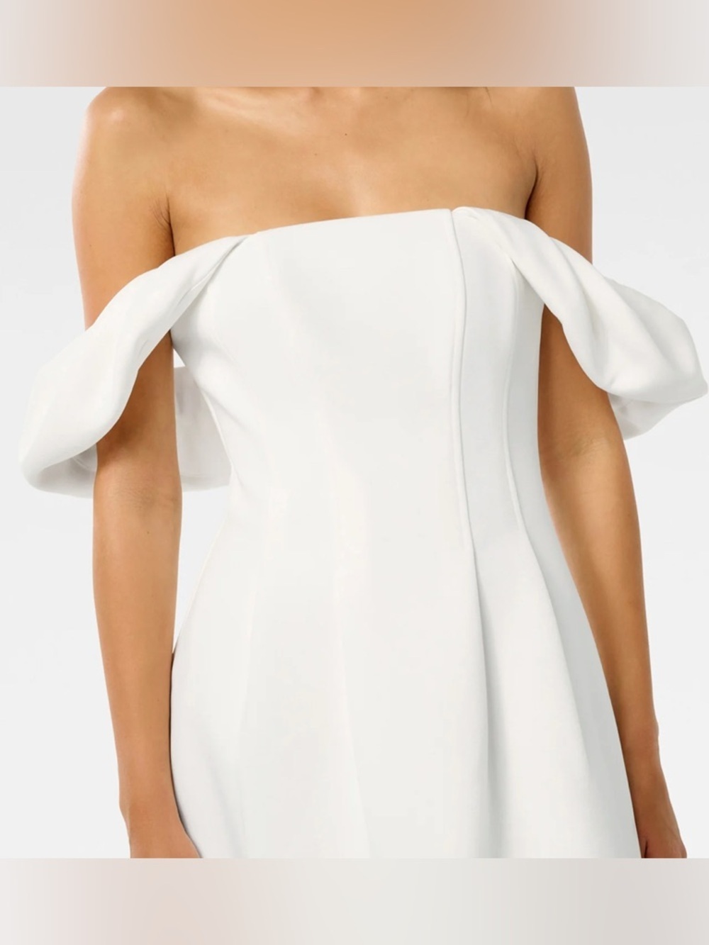 Forever New White Off Shoulder Mini Dress Bridal Bachelorette NWT Size 0 - Picture 4 of 13